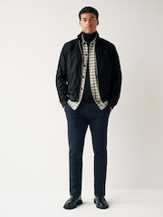 Black Shower Resistant Check Lining Harrington Jacket - Image 2 of 13