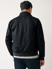 Black Shower Resistant Check Lining Harrington Jacket - Image 3 of 13