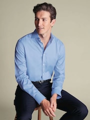 Zils - Charles Tyrwhitt negludināms tvīla izgriezuma klasiska piegriezuma krekls - Attēls 1 no 6