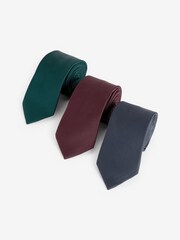 Dark Grey/Forest Green/Burgundy Red Ties 3 Pack - Image 1 of 3