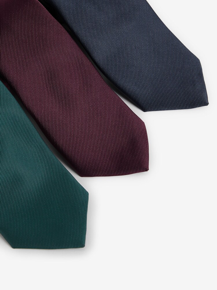 Dark Grey/Forest Green/Burgundy Red Ties 3 Pack - Image 2 of 3