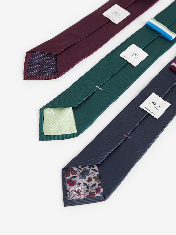 Dark Grey/Forest Green/Burgundy Red Ties 3 Pack - Image 3 of 3