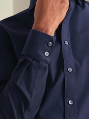 Charles Tyrwhitt Navy Blue Non-Iron Twill Cutaway Extra Slim Fit Shirt - Image 3 of 7