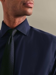 Charles Tyrwhitt Navy Blue Non-Iron Twill Cutaway Extra Slim Fit Shirt - Image 4 of 7