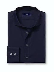 Charles Tyrwhitt Navy Blue Non-Iron Twill Cutaway Extra Slim Fit Shirt - Image 5 of 7