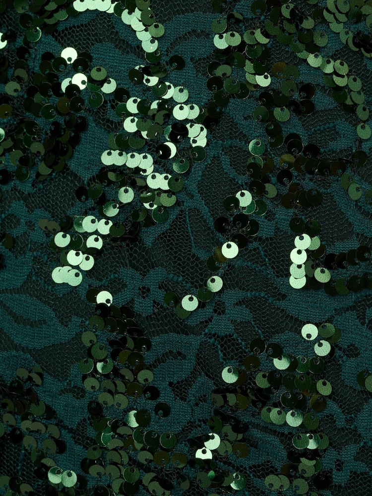 Adrianna Papell Green Sequin Lace Long Gown - Image 7 of 7