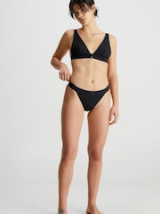 Calvin Klein Black Monogram Rib Tanga Bikini Bottoms - Image 2 of 4