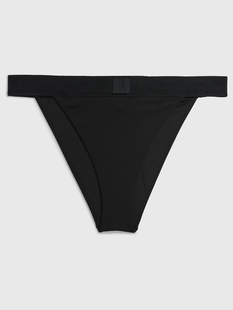 Calvin Klein Black Monogram Rib Tanga Bikini Bottoms - Image 4 of 4