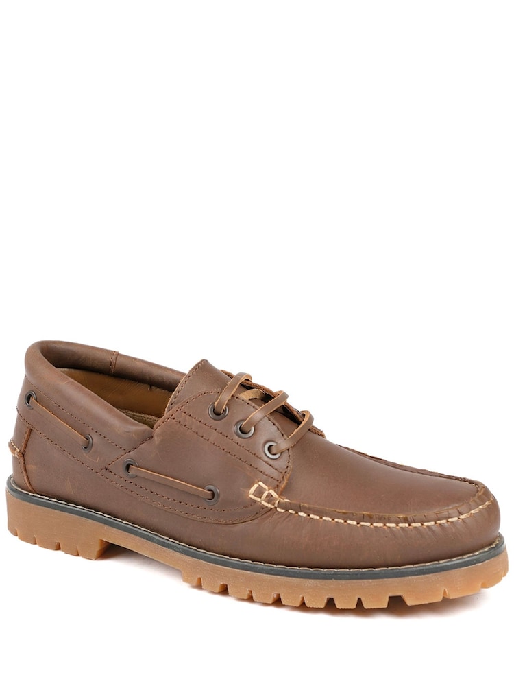 Pavers Brown Leather Lace Up Moccasins - Image 1 of 5