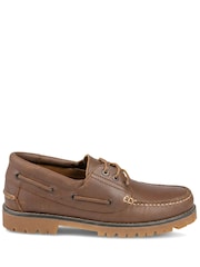 Pavers Brown Leather Lace Up Moccasins - Image 2 of 5