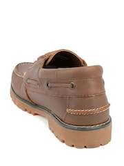 Pavers Brown Leather Lace Up Moccasins - Image 3 of 5