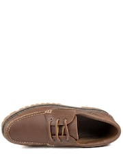 Pavers Brown Leather Lace Up Moccasins - Image 4 of 5