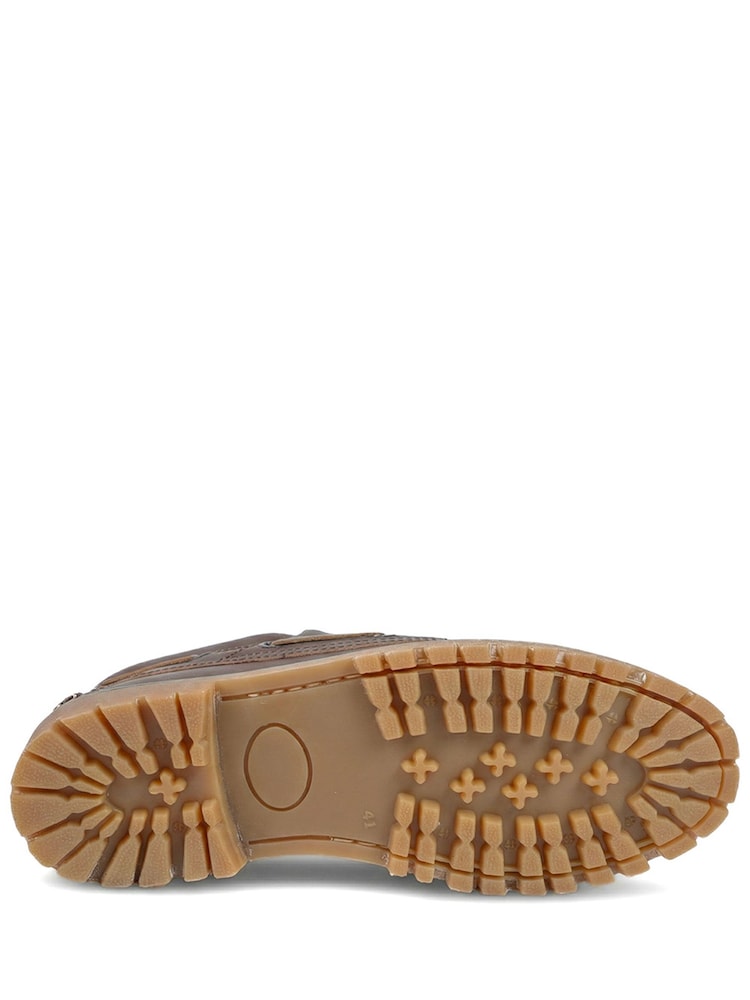 Pavers Brown Leather Lace Up Moccasins - Image 5 of 5