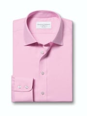 Charles Tyrwhitt Pink Non-Iron Twill Classic Fit Shirt - Image 8 of 9