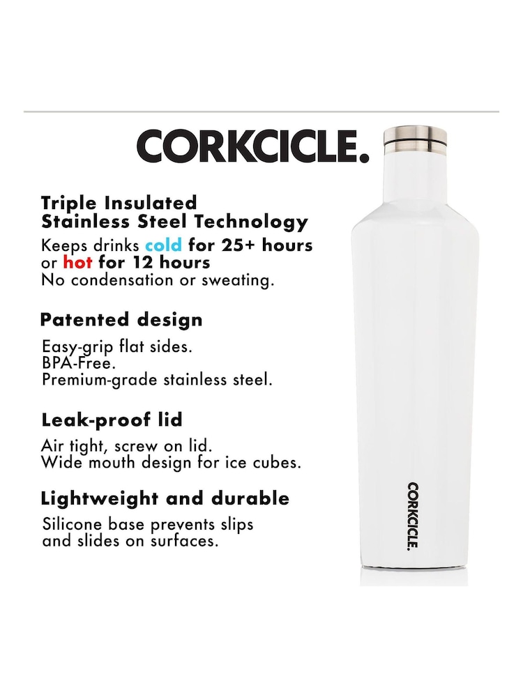 Corkcicle White Canteen Insulated Stainless Steel Bottle - Image 3 of 3