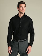 Charles Tyrwhitt Black Non-Iron Stretch Poplin Classic Fit Shirt - Image 1 of 4