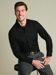 Charles Tyrwhitt Black Non-Iron Stretch Poplin Classic Fit Shirt - Image 2 of 4