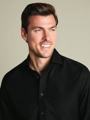 Charles Tyrwhitt Black Non-Iron Stretch Poplin Classic Fit Shirt - Image 3 of 4
