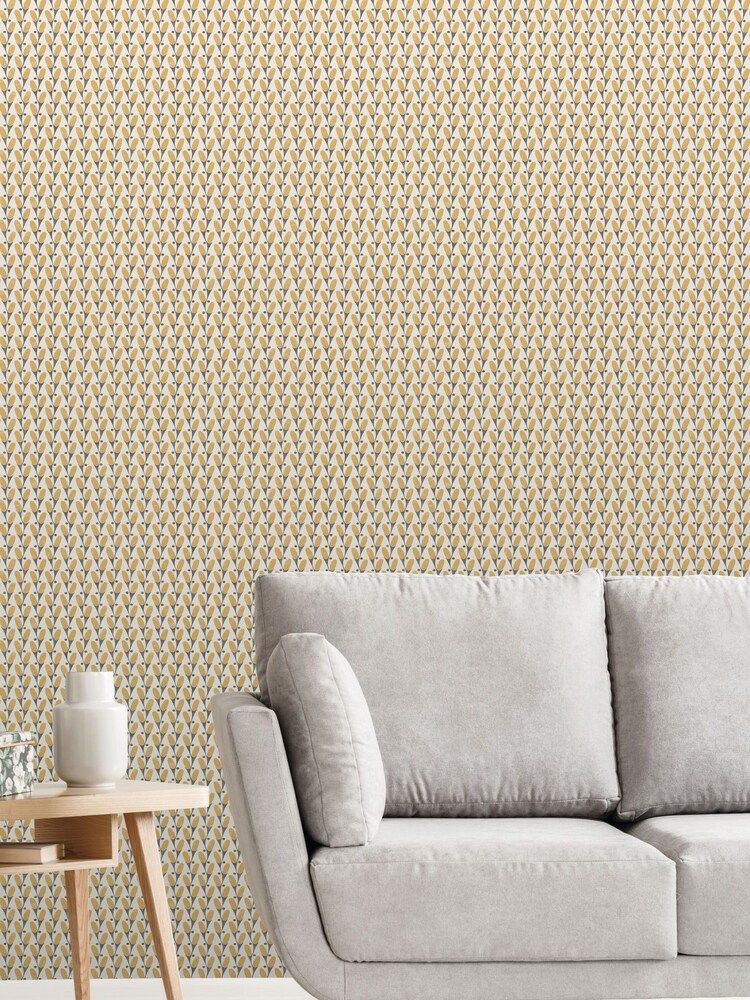 Urban Walls Ochre Yellow Exclusive To Next Floral Geo Wallpaper - Image 1 of 3