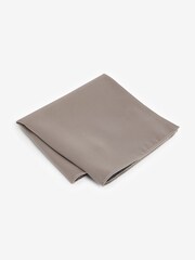 Neutral Brown Satin Tie And Pocket Square Set - Image 4 of 5