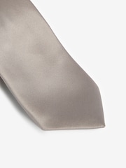 Neutral Brown Satin Tie And Pocket Square Set - Image 5 of 5