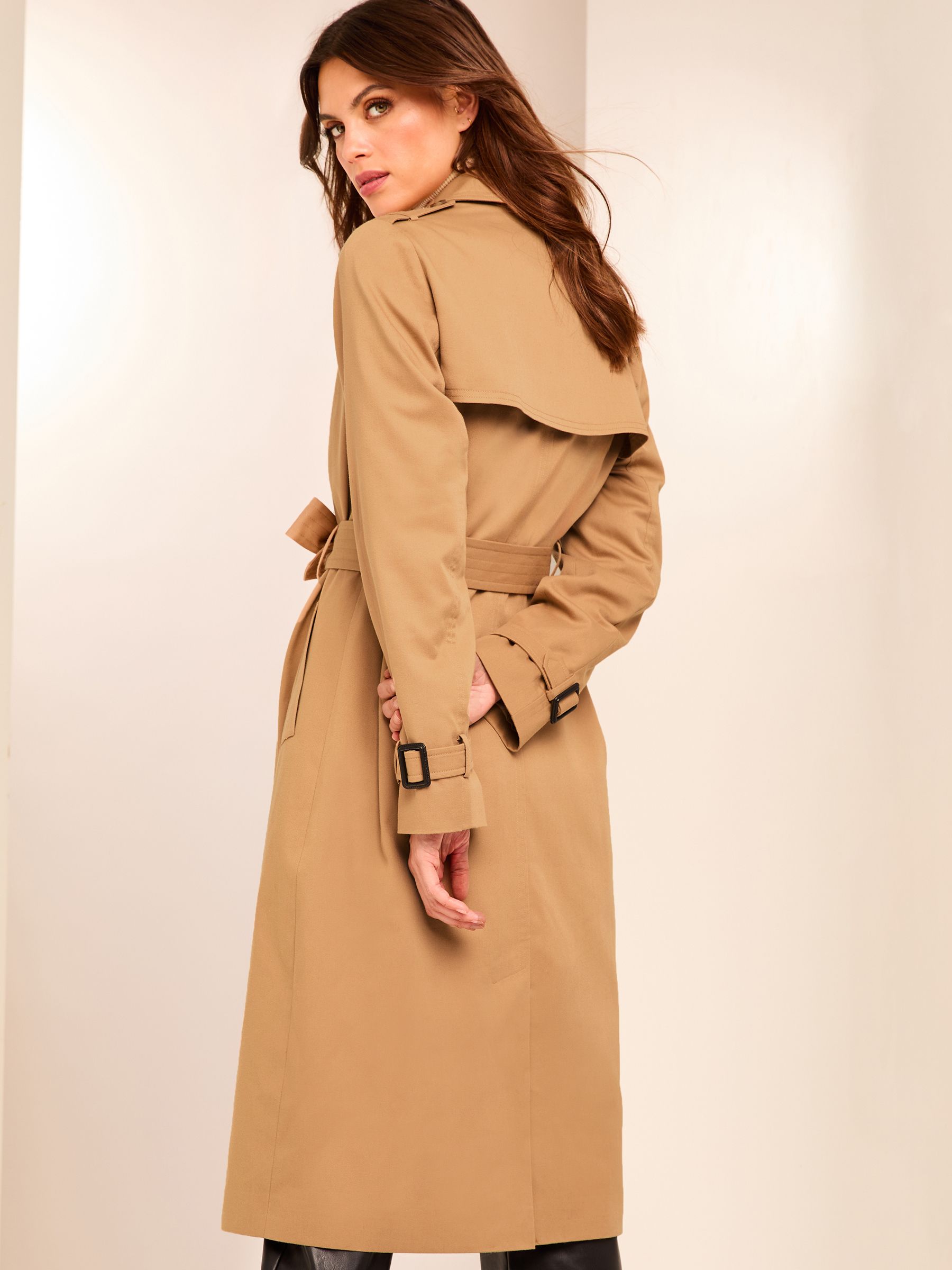 Lipsy wool blend tie coat in camel cheap