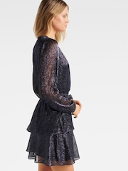 Forever New Blue Keira Plisse Tiered Mini Dress - Image 3 of 5