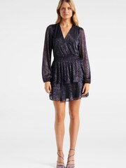 Forever New Blue Keira Plisse Tiered Mini Dress - Image 4 of 5