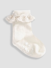 JoJo Maman Bébé Cream 3-Pack Frilly Socks - Image 2 of 3