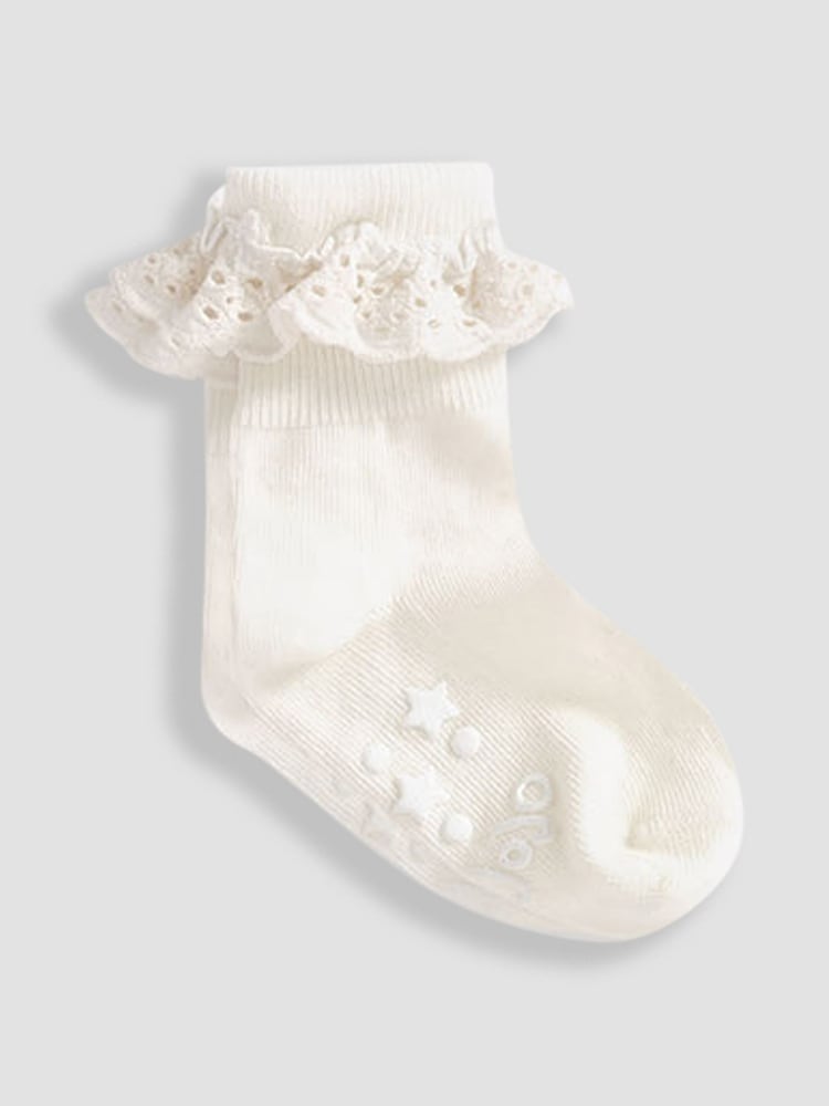 JoJo Maman Bébé Cream 3-Pack Frilly Socks - Image 2 of 3