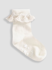 JoJo Maman Bébé Cream 3-Pack Frilly Socks - Image 3 of 3