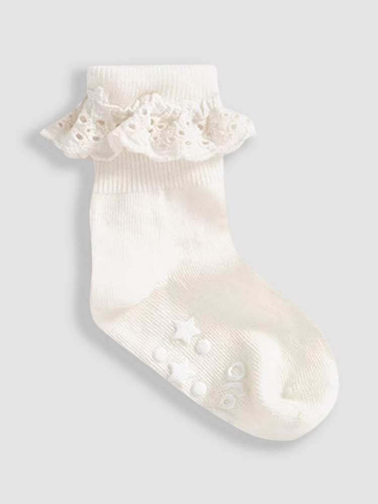 JoJo Maman Bébé Cream 3-Pack Frilly Socks - Image 3 of 3