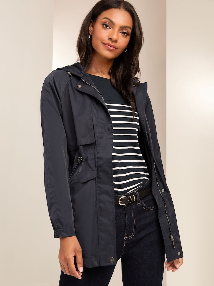Lipsy Navy Blue Shower Resistant Rain Coat - Image 1 of 4