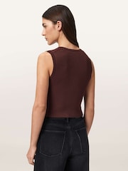 AllSaints Brown Cruz White Ribbed Knitted Waistcoat - Image 5 of 7