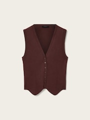 AllSaints Brown Cruz White Ribbed Knitted Waistcoat - Image 7 of 7