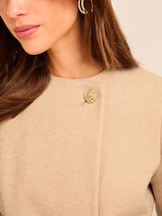 Lipsy Beige Collarless Belted Smart Coat - Image 3 of 5