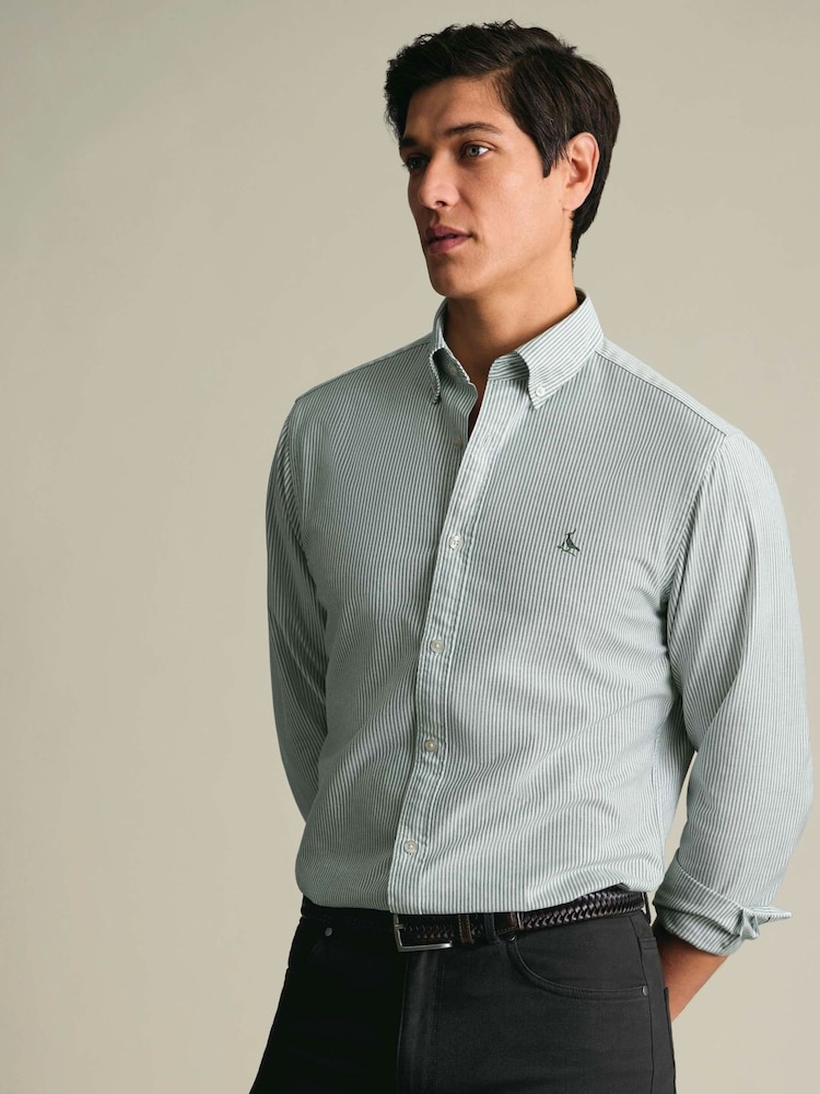 Gaiši zaļa - Charles Tyrwhitt pogājams, elastīgs, mazgāts, klasiska piegriezuma Oxford krekls - Attēls 1 no 4