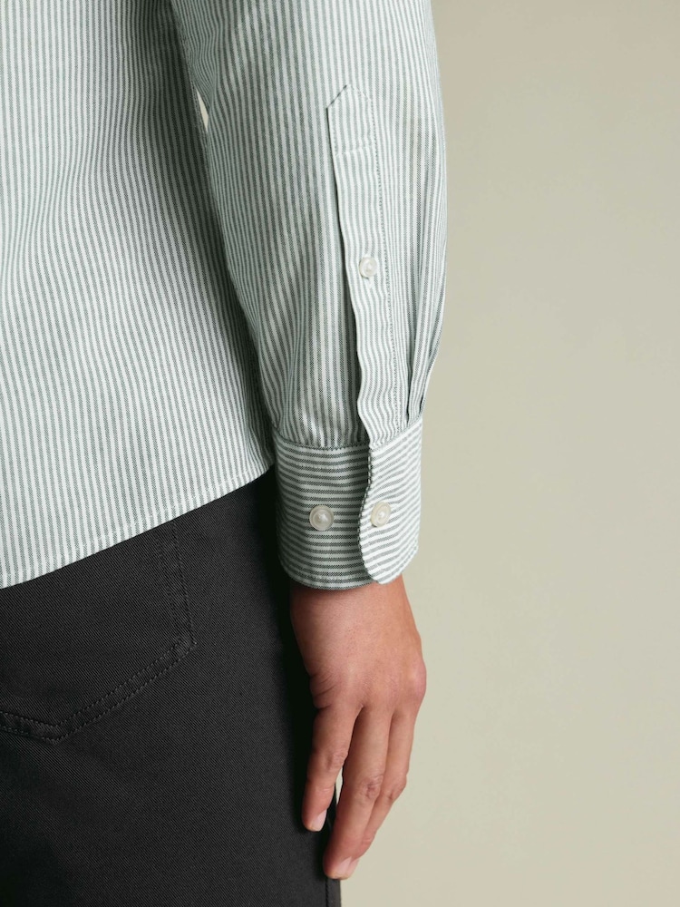 Gaiši zaļa - Charles Tyrwhitt pogājams, elastīgs, mazgāts, klasiska piegriezuma Oxford krekls - Attēls 4 no 4
