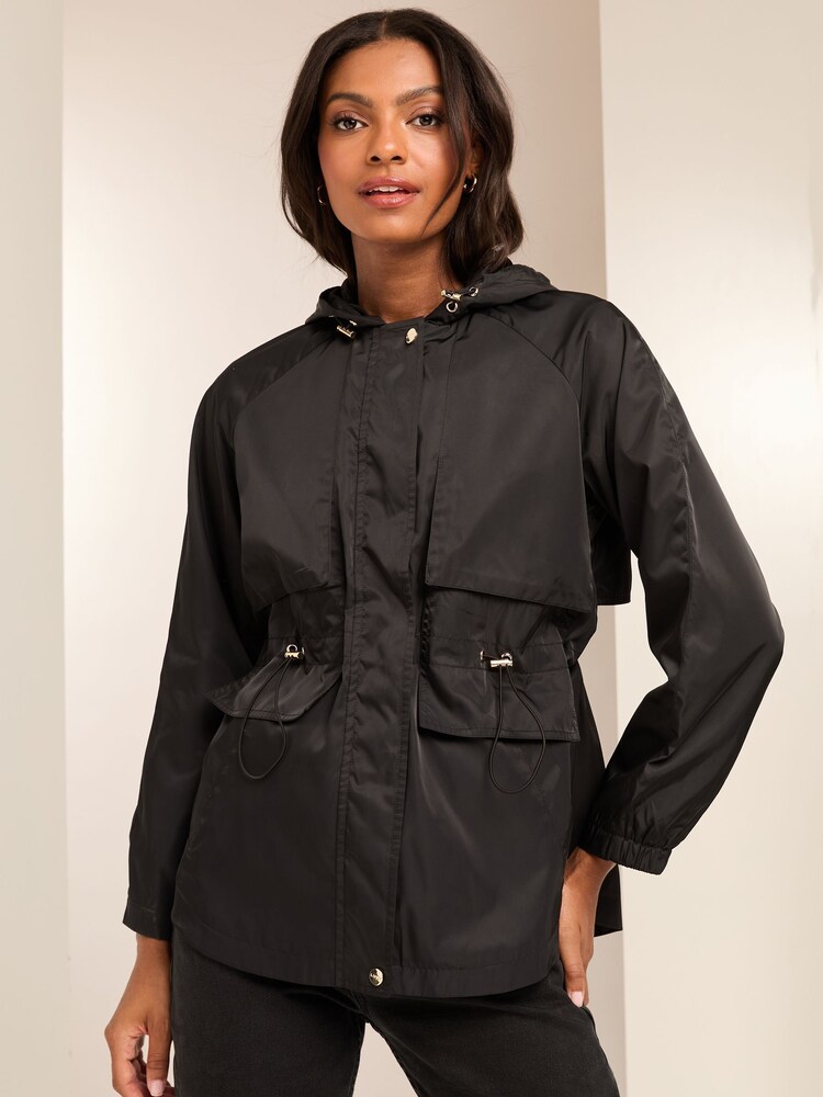 Lipsy Black Shower Resistant Rain Coat - Image 1 of 3 Lipsy Black Shower Resistant Rain Coat - Image 1 of 3