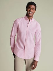Rozā - Charles Tyrwhitt pogājams, elastīgs, mazgāts, klasiska piegriezuma Oxford krekls - Attēls 2 no 5