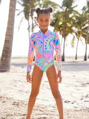 Multi Bright Unicorn Long Sleeved Swimsuit (3-16yrs) - Image 1 of 7