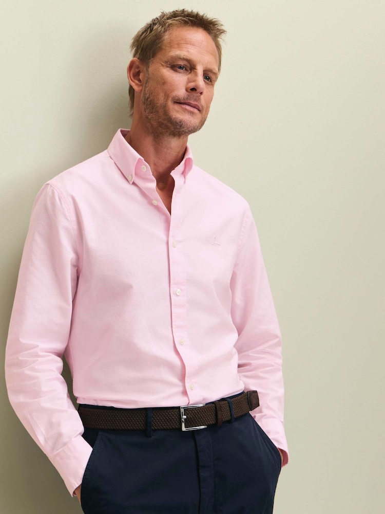 Charles Tyrwhitt Pink Regular Fit Plain Button-Down Stretch Washed Oxford Shirt - Image 1 of 6 Charles Tyrwhitt Pink Regular Fit Plain Button-Down Stretch Washed Oxford Shirt - Image 1 of 6