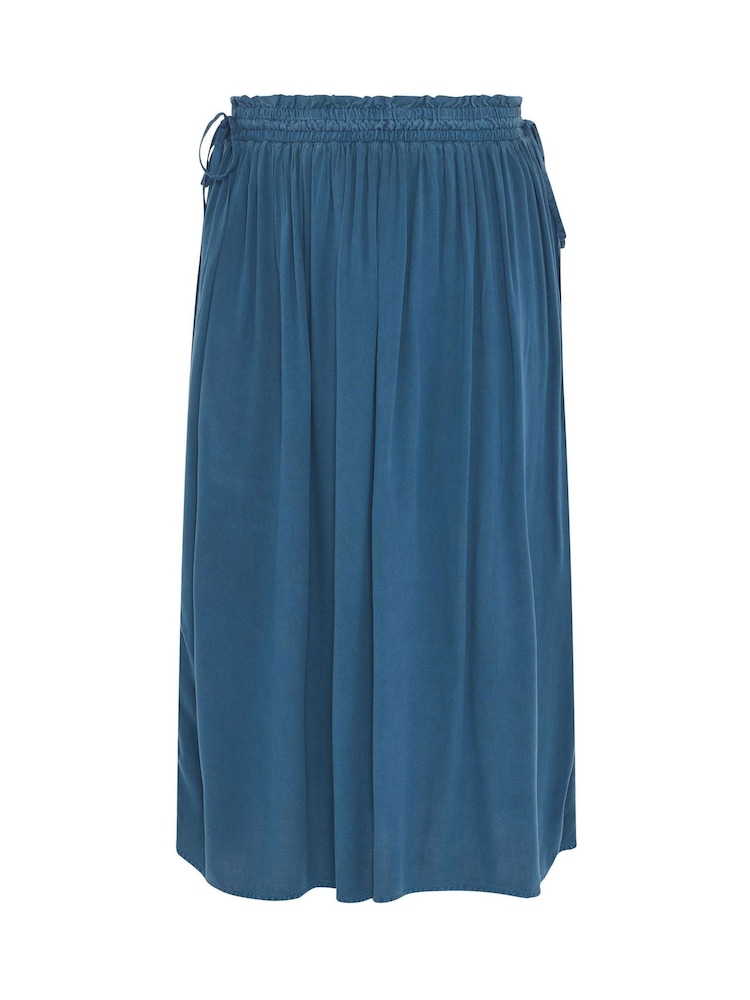 Yours Curve Blue Chambray Tie Side Skirt - Image 5 of 5 Yours Curve Blue Chambray Tie Side Skirt - Image 5 of 5