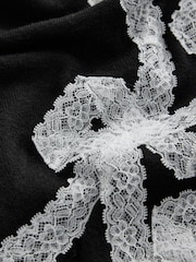 Black Lace Bow Supersoft Short Sleeve Knitted Jumper - Image 8 of 8