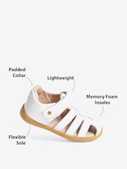 White Leather Standard Fit (F) First Walker Fisherman Sandals - Image 10 of 10
