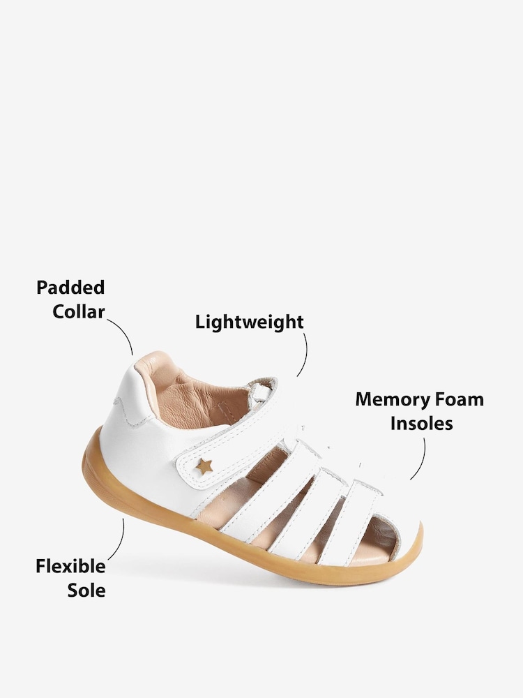White Leather Standard Fit (F) First Walker Fisherman Sandals - Image 10 of 10