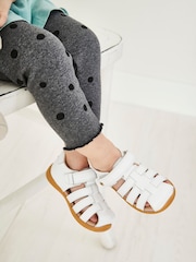 White Leather Standard Fit (F) First Walker Fisherman Sandals - Image 4 of 10