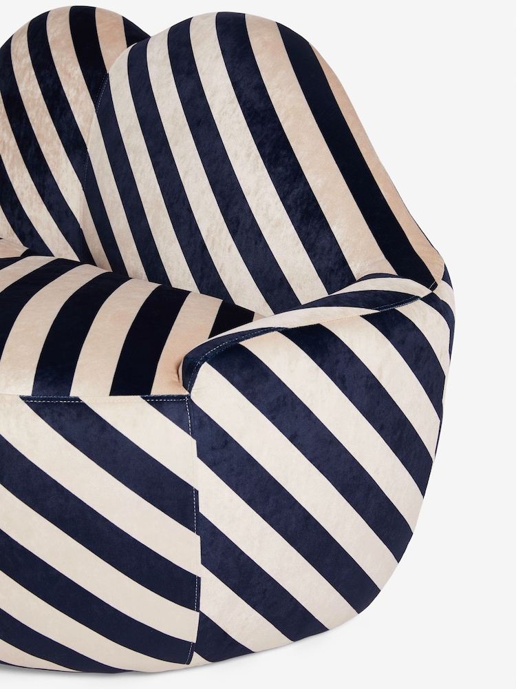 Rockett St George Studio Stripe Velvet Sand and Black Luscious Lips Small 2 Seater Sofa - Image 6 of 6