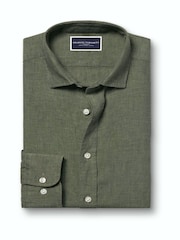 Charles Tyrwhitt Green Pure Linen Slim Fit Shirt - Image 5 of 5
