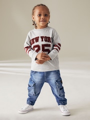 Mid Blue Comfort Cargo Jeans (3mths-7yrs) - Image 2 of 9